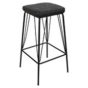 Charcoal black pu leather and sturdy metal base bar height stool by Leisure Mod additional picture 2