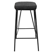 Charcoal black pu leather and sturdy metal base bar height stool by Leisure Mod additional picture 3