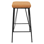 Light brown pu leather and sturdy metal base bar height stool by Leisure Mod additional picture 3