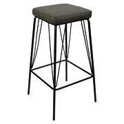 Olive green pu leather and sturdy metal base bar height stool by Leisure Mod additional picture 2