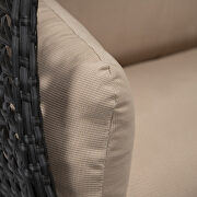 Beige cushion and charcoal wicker hanging 2 person egg swing chair by Leisure Mod additional picture 5
