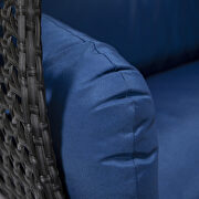 Blue cushion and charcoal wicker hanging 2 person egg swing chair by Leisure Mod additional picture 5