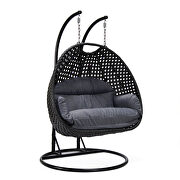 Charcoal wicker hanging 2 person egg swing chair by Leisure Mod additional picture 2