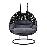 Charcoal wicker hanging 2 person egg swing chair by Leisure Mod additional picture 3