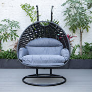 Charcoal wicker hanging 2 person egg swing chair by Leisure Mod additional picture 4