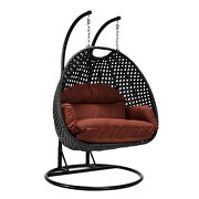 Cherry cushion and charcoal wicker hanging 2 person egg swing chair additional photo 2 of 9