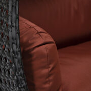 Cherry cushion and charcoal wicker hanging 2 person egg swing chair additional photo 5 of 9