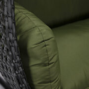 Dark green cushion and charcoal wicker hanging 2 person egg swing chair by Leisure Mod additional picture 5