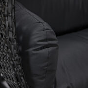 Dark gray cushion and charcoal wicker hanging 2 person egg swing chair by Leisure Mod additional picture 3