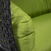 Light green cushion and charcoal wicker hanging 2 person egg swing chair by Leisure Mod additional picture 5