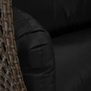 Black cushion and dark brown wicker hanging 2 person egg swing chair by Leisure Mod additional picture 5