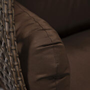 Brown cushion and dark brown wicker hanging 2 person egg swing chair additional photo 5 of 9