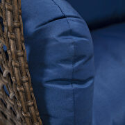 Blue cushion and dark brown wicker hanging 2 person egg swing chair by Leisure Mod additional picture 5