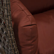 Cherry cushion and dark brown wicker hanging 2 person egg swing chair by Leisure Mod additional picture 5