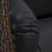 Dark gray cushion and dark brown wicker hanging 2 person egg swing chair by Leisure Mod additional picture 3
