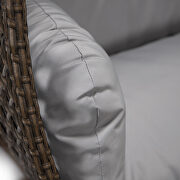 Light gray cushion and dark brown wicker hanging 2 person egg swing chair additional photo 5 of 9