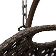 Light gray cushion and dark brown wicker hanging 2 person egg swing chair by Leisure Mod additional picture 7