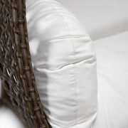 White cushion and dark brown wicker hanging 2 person egg swing chair by Leisure Mod additional picture 5