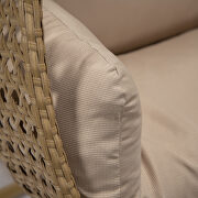 Beige cushion and light brown wicker hanging 2 person egg swing chair by Leisure Mod additional picture 5