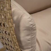 Beige cushion and light brown wicker hanging 2 person egg swing chair additional photo 5 of 9