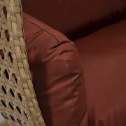 Cherry cushion and light brown wicker hanging 2 person egg swing chair by Leisure Mod additional picture 5