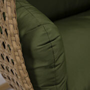 Dark green cushion and light brown wicker hanging 2 person egg swing chair by Leisure Mod additional picture 5