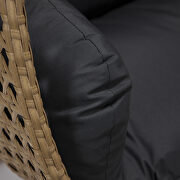 Dark gray cushion and light brown wicker hanging 2 person egg swing chair by Leisure Mod additional picture 3