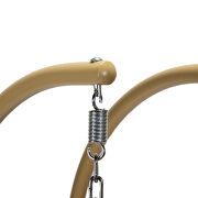 Red cushion and light brown wicker hanging 2 person egg swing chair by Leisure Mod additional picture 6