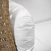 White cushion and light brown wicker hanging 2 person egg swing chair by Leisure Mod additional picture 5