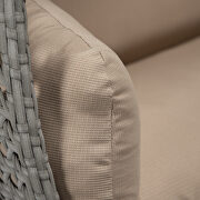 Beige cushion and light gray wicker hanging 2 person egg swing chair by Leisure Mod additional picture 5
