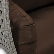 Brown cushion and light gray wicker hanging 2 person egg swing chair additional photo 5 of 9