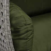 Dark green cushion and light gray wicker hanging 2 person egg swing chair by Leisure Mod additional picture 5