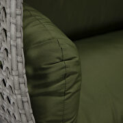 Dark green cushion and light gray wicker hanging 2 person egg swing chair additional photo 5 of 9