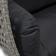 Dark gray cushion and light gray wicker hanging 2 person egg swing chair by Leisure Mod additional picture 5