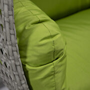 Light green cushion and light gray wicker hanging 2 person egg swing chair by Leisure Mod additional picture 5