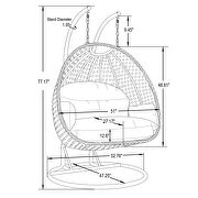 Light gray cushion and wicker hanging 2 person egg swing chair by Leisure Mod additional picture 10