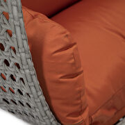 Orange cushion and light gray wicker hanging 2 person egg swing chair by Leisure Mod additional picture 5