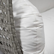 White cushion and light gray wicker hanging 2 person egg swing chair by Leisure Mod additional picture 5