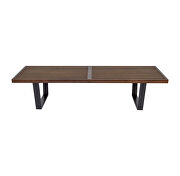 Dark walnut bench w/ wood black painted legs by Leisure Mod additional picture 2