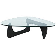 Tempered glass and black solid European hardwood frame coffee table by Leisure Mod additional picture 2