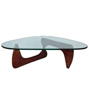 Tempered glass and cherry solid European hardwood frame coffee table by Leisure Mod additional picture 4