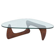 Tempered glass and dark walnut solid European hardwood frame coffee table by Leisure Mod additional picture 2