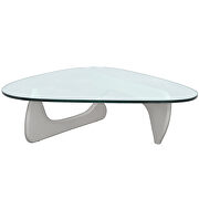 Tempered glass and gray solid European hardwood frame coffee table by Leisure Mod additional picture 2