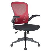 Red nylon/ mesh adjustable swivel office chair by Leisure Mod additional picture 2