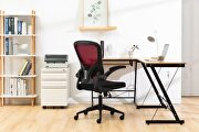 Red nylon/ mesh adjustable swivel office chair by Leisure Mod additional picture 6