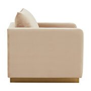 Beige velvet accent armchair with gold frame by Leisure Mod additional picture 5