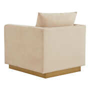 Beige velvet accent armchair with gold frame by Leisure Mod additional picture 6