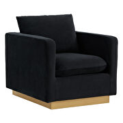 Midnight black velvet accent armchair w/ gold frame by Leisure Mod additional picture 2