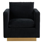 Midnight black velvet accent armchair w/ gold frame by Leisure Mod additional picture 3