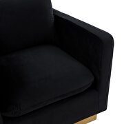 Midnight black velvet accent armchair w/ gold frame by Leisure Mod additional picture 4